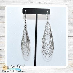 Multi-layered Silver Dangle Earrings